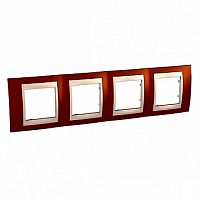 Рамка 4 поста UNICA ХАМЕЛЕОН, горизонтальная, оранжевый | код. MGU6.008.569 | Schneider Electric